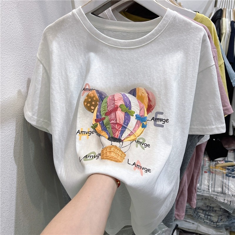 夏季复古雪花棉短袖t恤女2025新款胖mm200斤宽松遮肚大码绝美