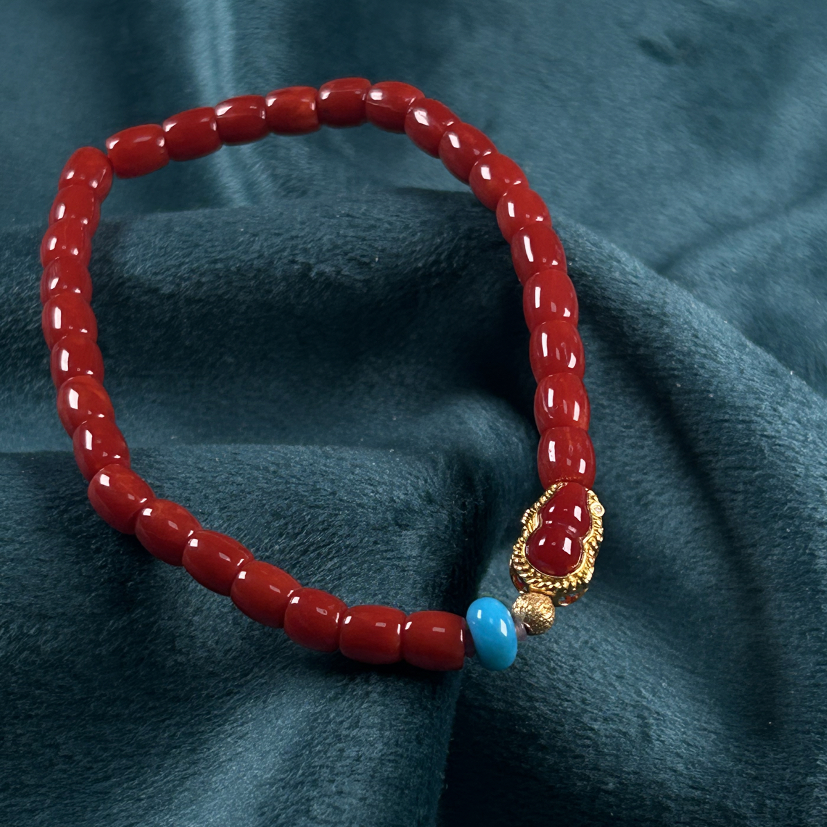 天然红珊瑚科西卡桶珠手串