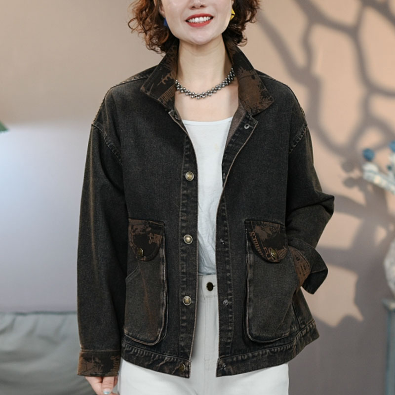 CK9221黑秋季新品蓝牛仔外套女#2025显瘦休闲时尚水洗上衣
