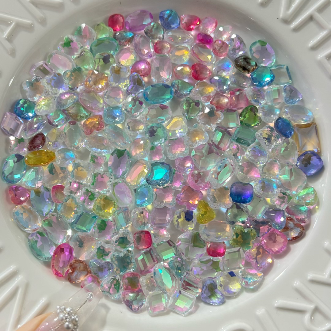 【王炸福利】冰晶糖果 炫彩镭射大合集 纯梧州料 diy 美甲钻混