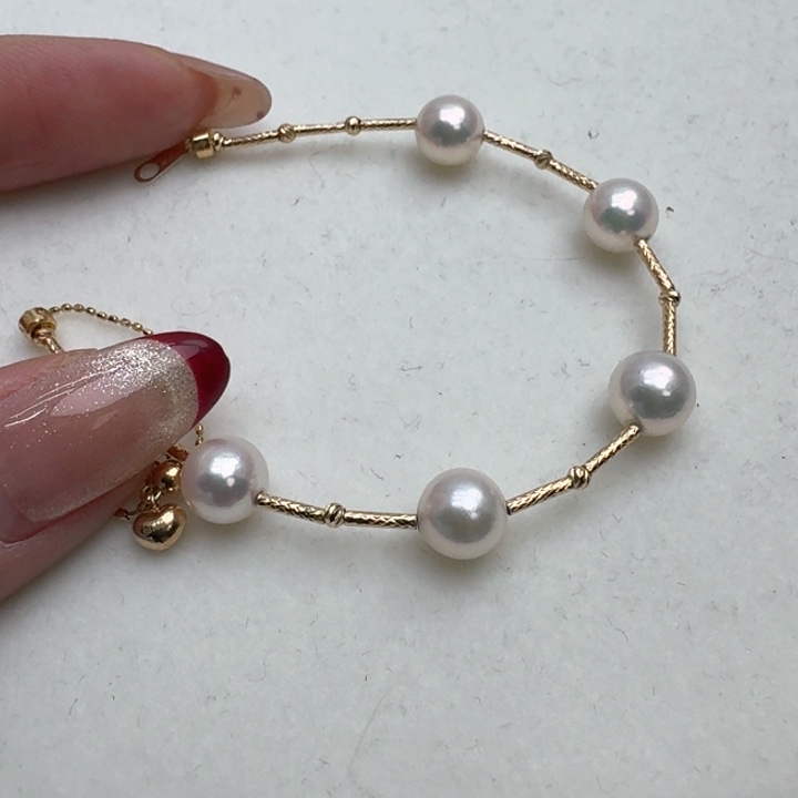 海水珍珠手绳18K金镶嵌