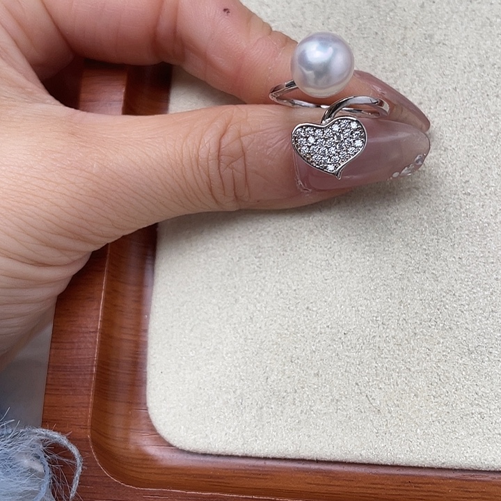 戒指银S925镶嵌海水珍珠