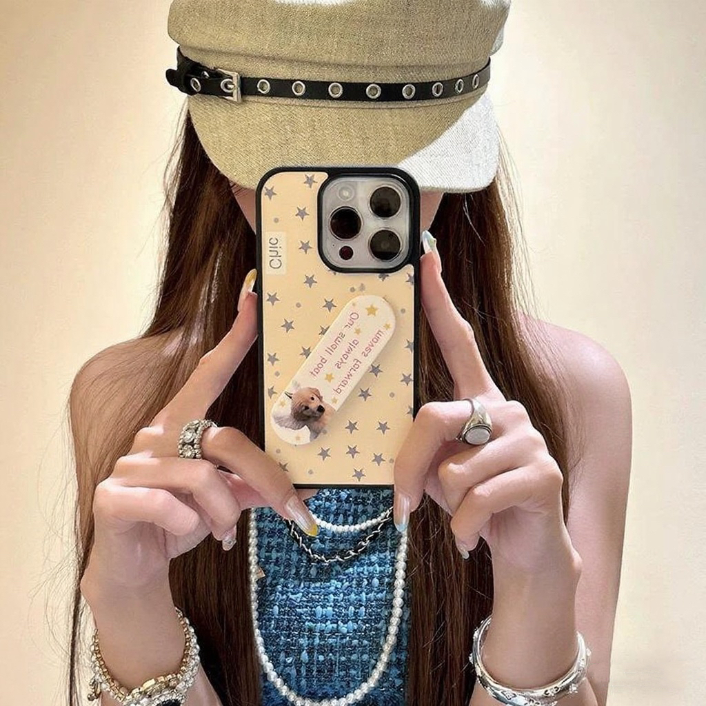 韩ins奶黄色星星适用苹果17pro华为OPPO小米VIVO荣耀新款手机壳