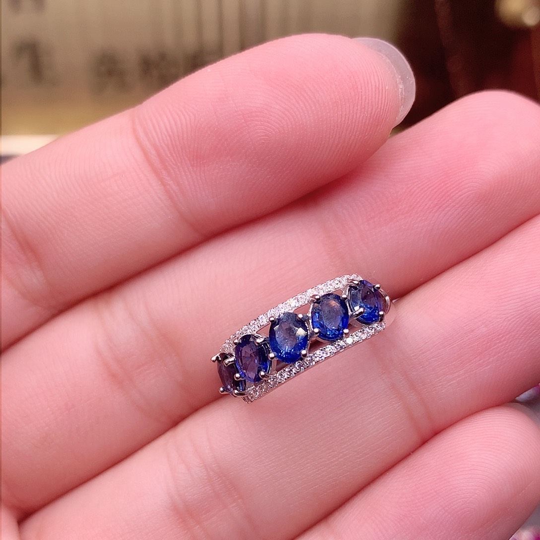 蓝宝石戒指银S925镶嵌