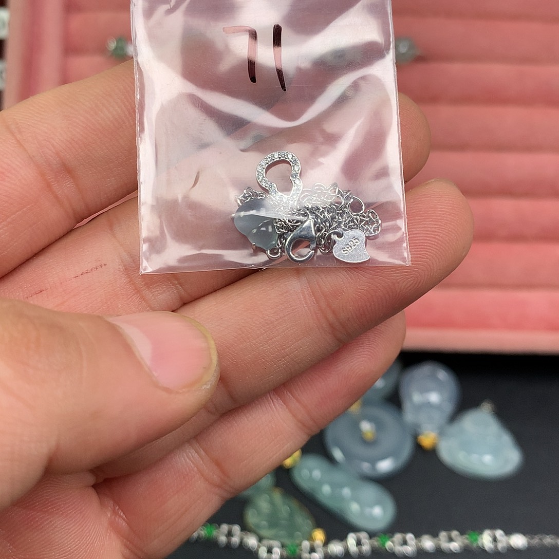 财***尖翡翠银S925镶嵌戒指71