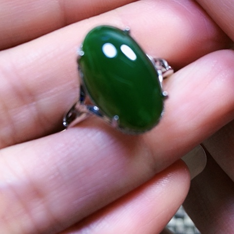 和田玉银S925镶嵌戒指