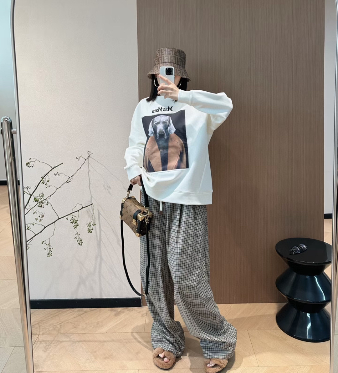 未使用 MaxMara 秋冬新款 bacco 狗头卫衣白色宽松套头