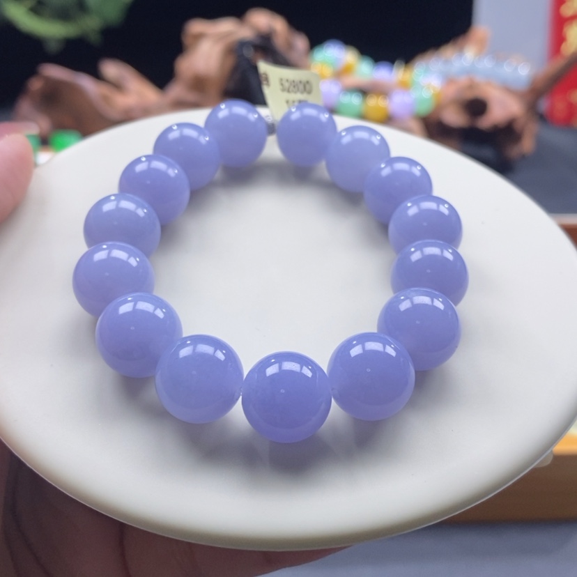 【闪购商品】翡翠手串未镶嵌浓蓝紫手串卡12+