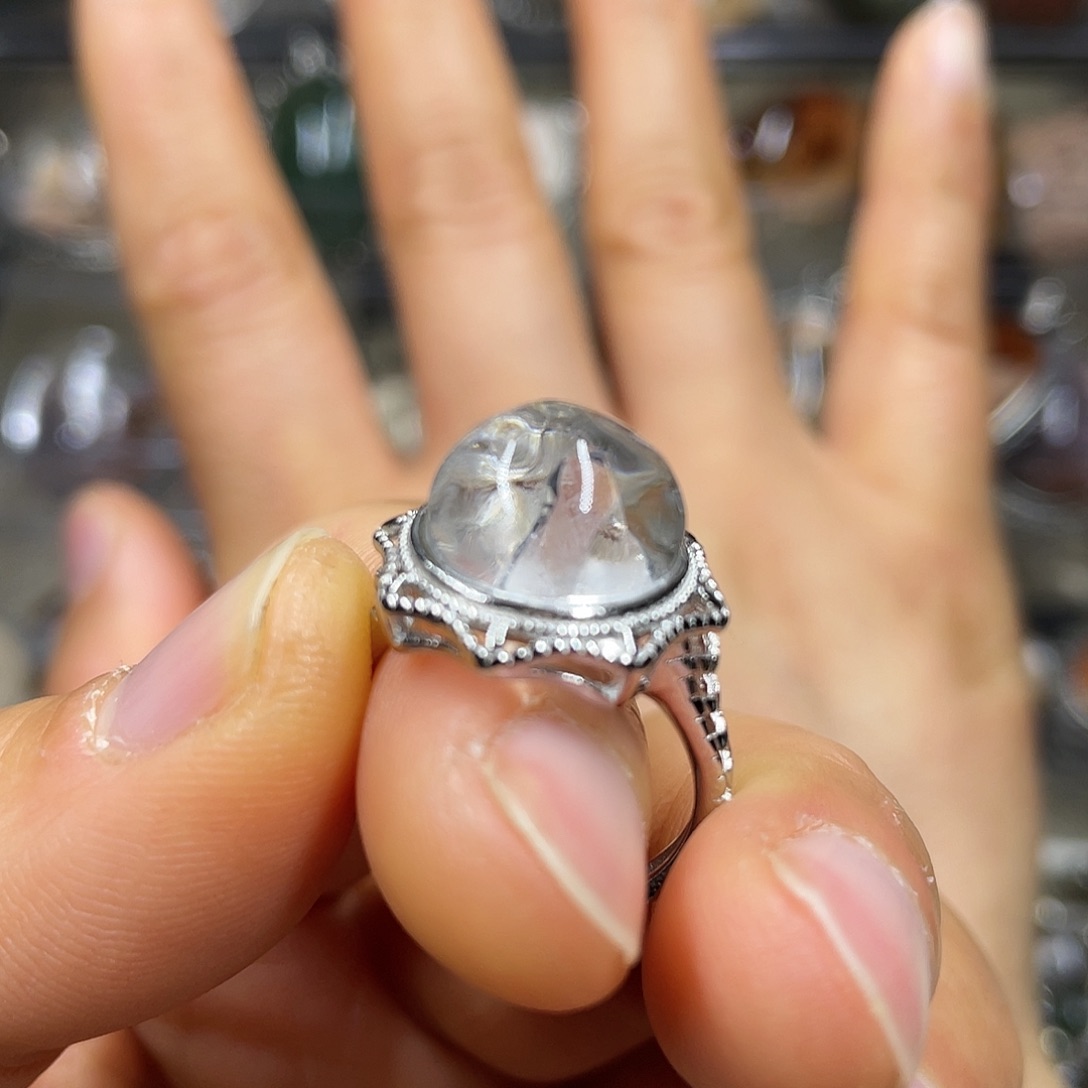 【闪购商品】水晶珠宝半成品银S925镶嵌戒指