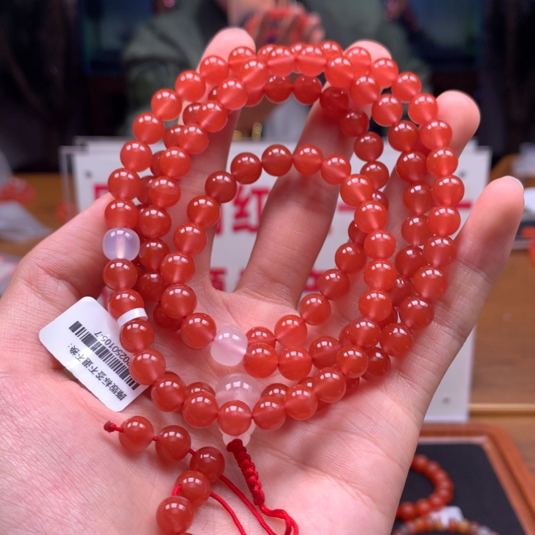 南红玛瑙串未镶嵌冰红7+