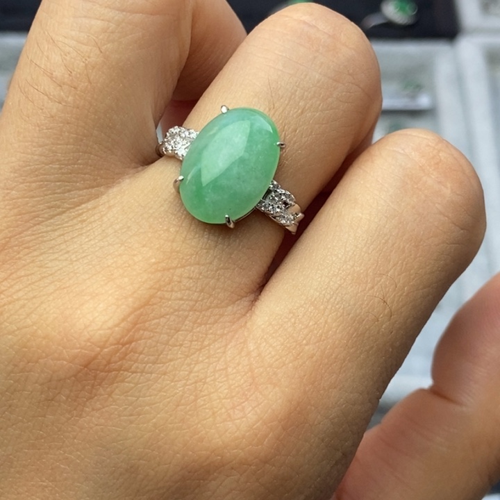 翡翠戒指银S925镶嵌戒指