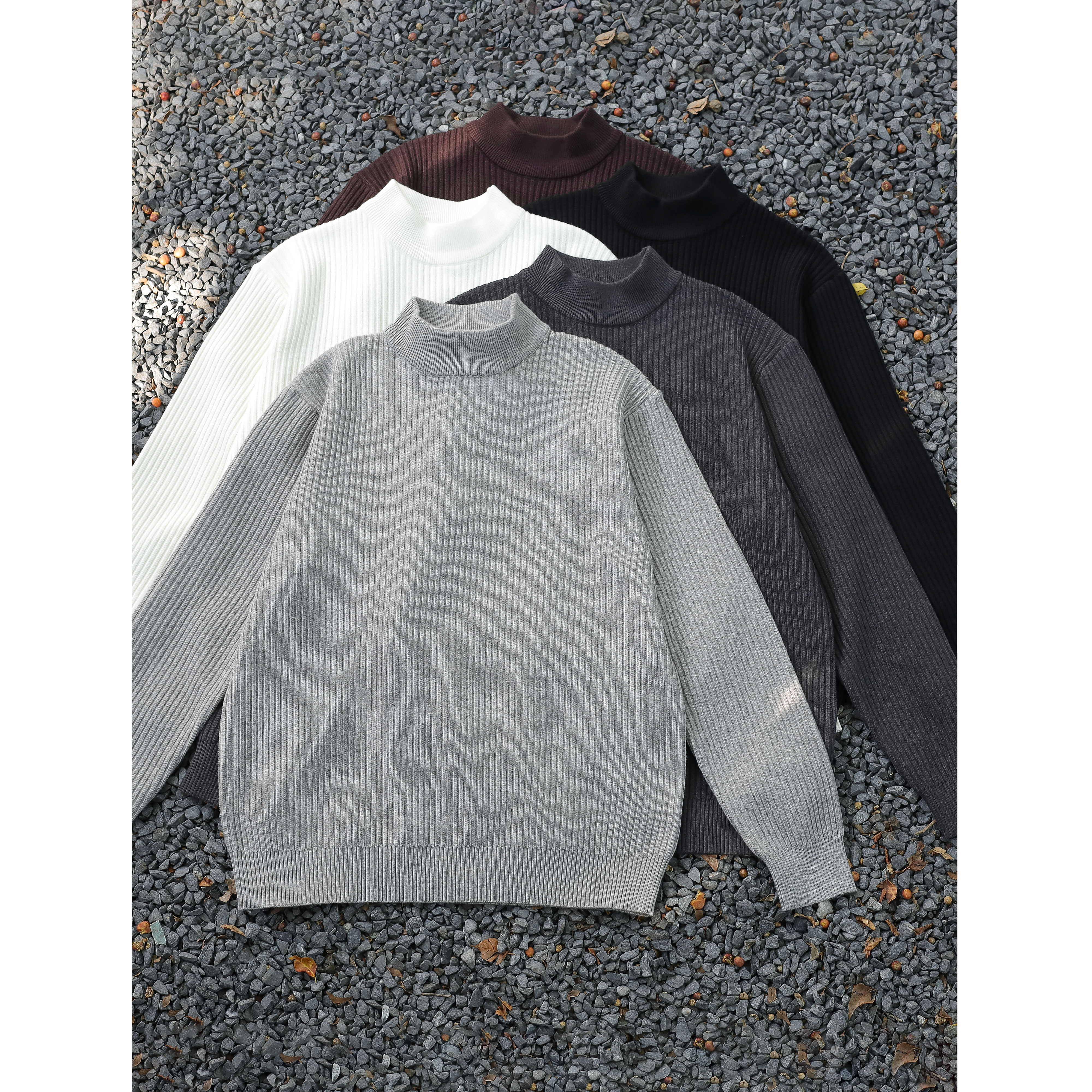 【老钱风肌理竖纹】圆领男士毛衣秋冬加厚正肩长袖轻奢套针织衫