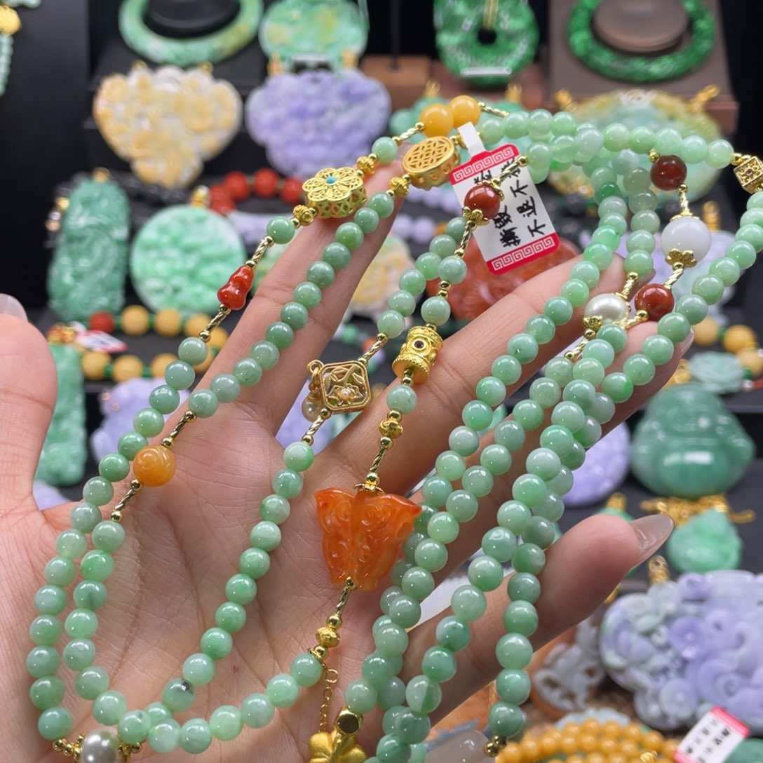 翡翠未镶嵌颈饰代编织