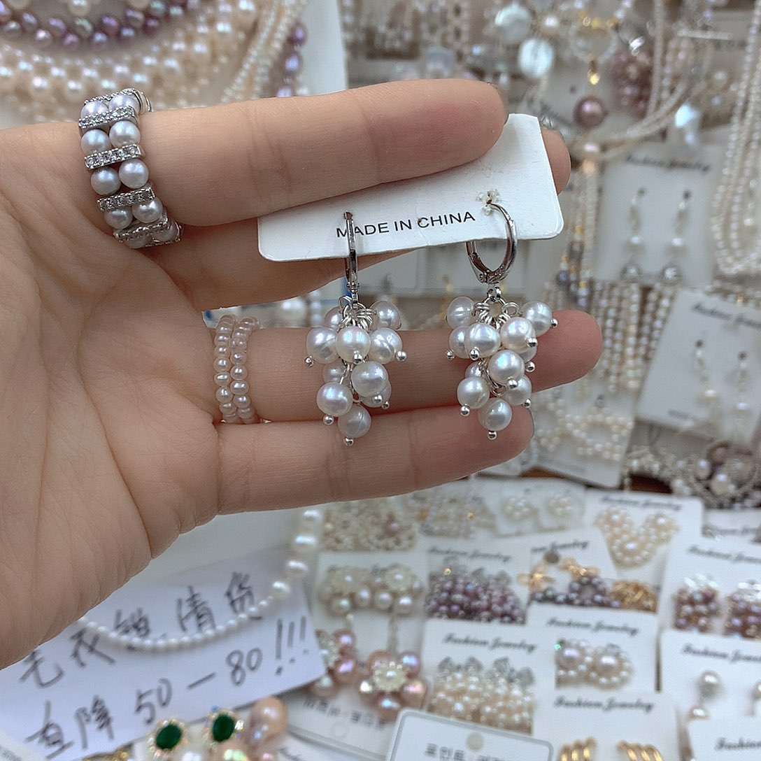 淡水珍珠耳饰银S925镶嵌