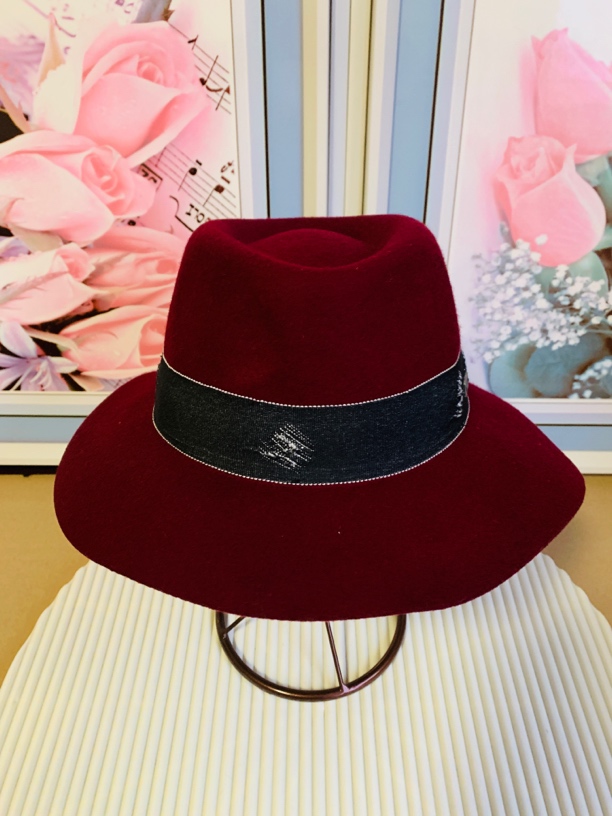 秋冬女纯羊毛呢礼帽爵士帽时尚毛呢酒红色韩版礼帽百搭遮阳帽帽子