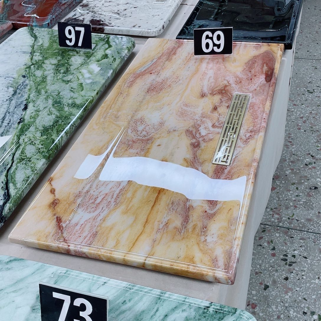 天然奢石彩虹印像茶盘70*35