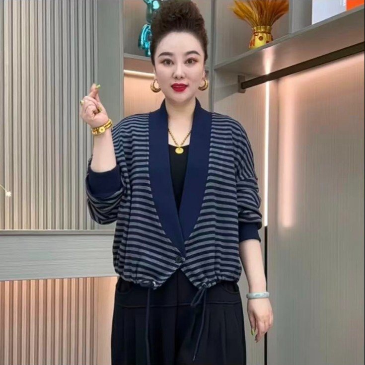 #2025-25秋季新款外套无扣开衫显瘦洋气抽绳宽松百搭上衣