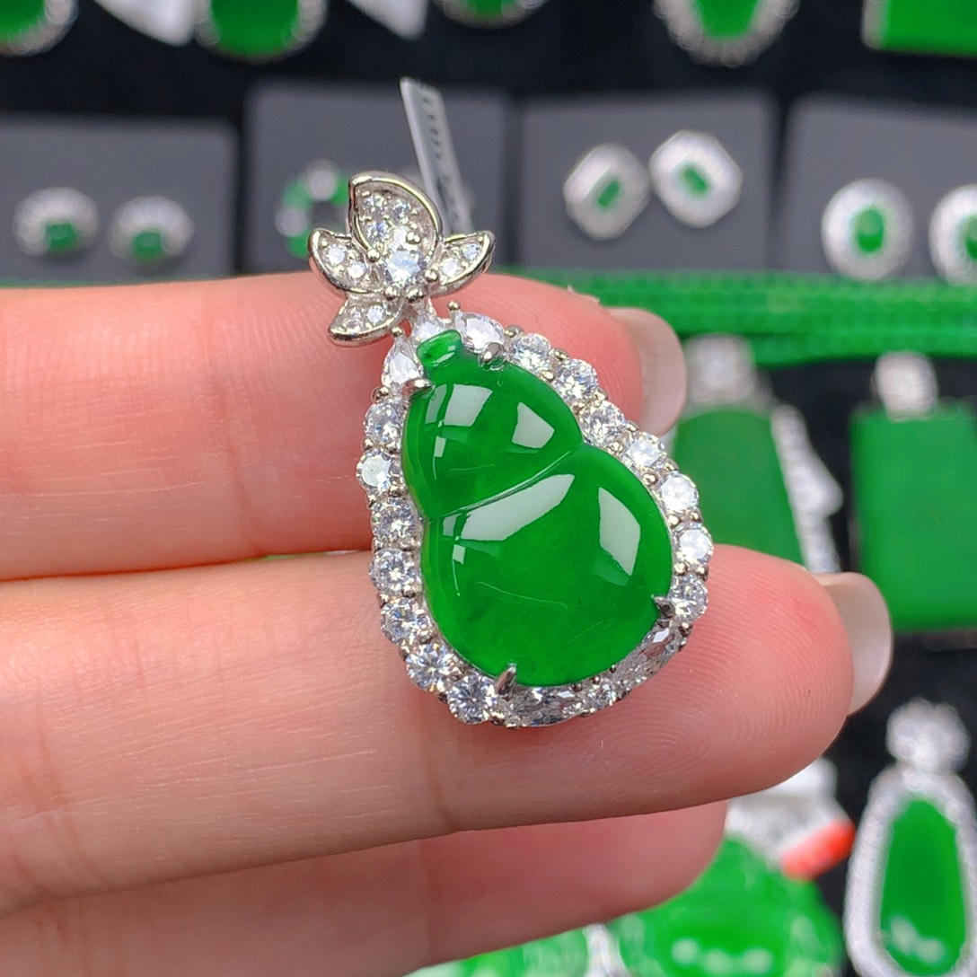 翡翠银S925镶嵌吊坠(不含链)