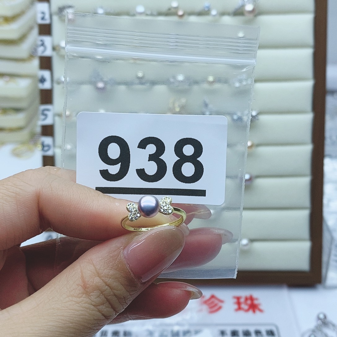 淡水珍珠戒指银S925镶嵌蘑****内938
