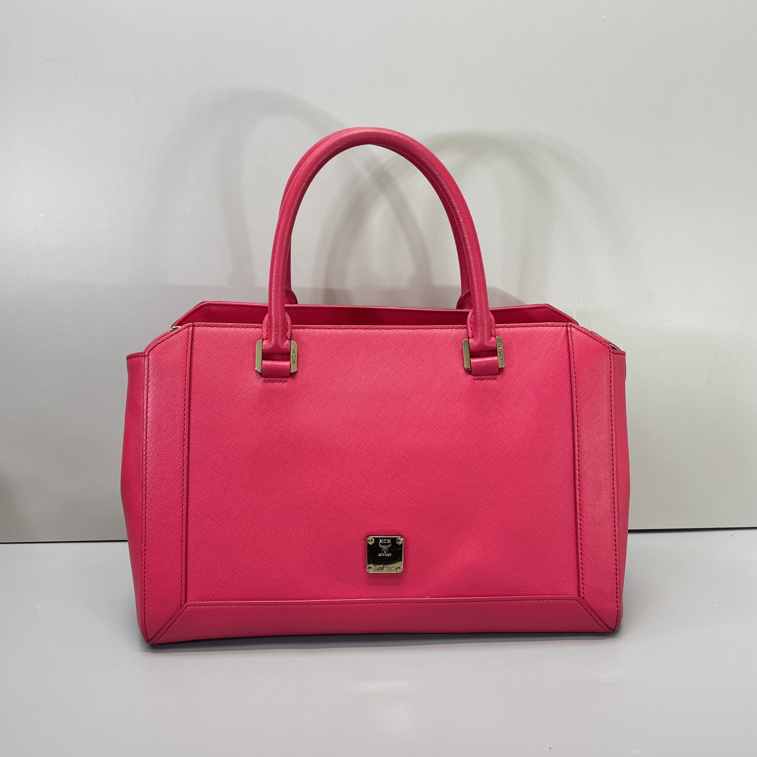 95新 MCM 媚姐/mcm粉红色（少肩带）大号手提包35x23x16cmF121964