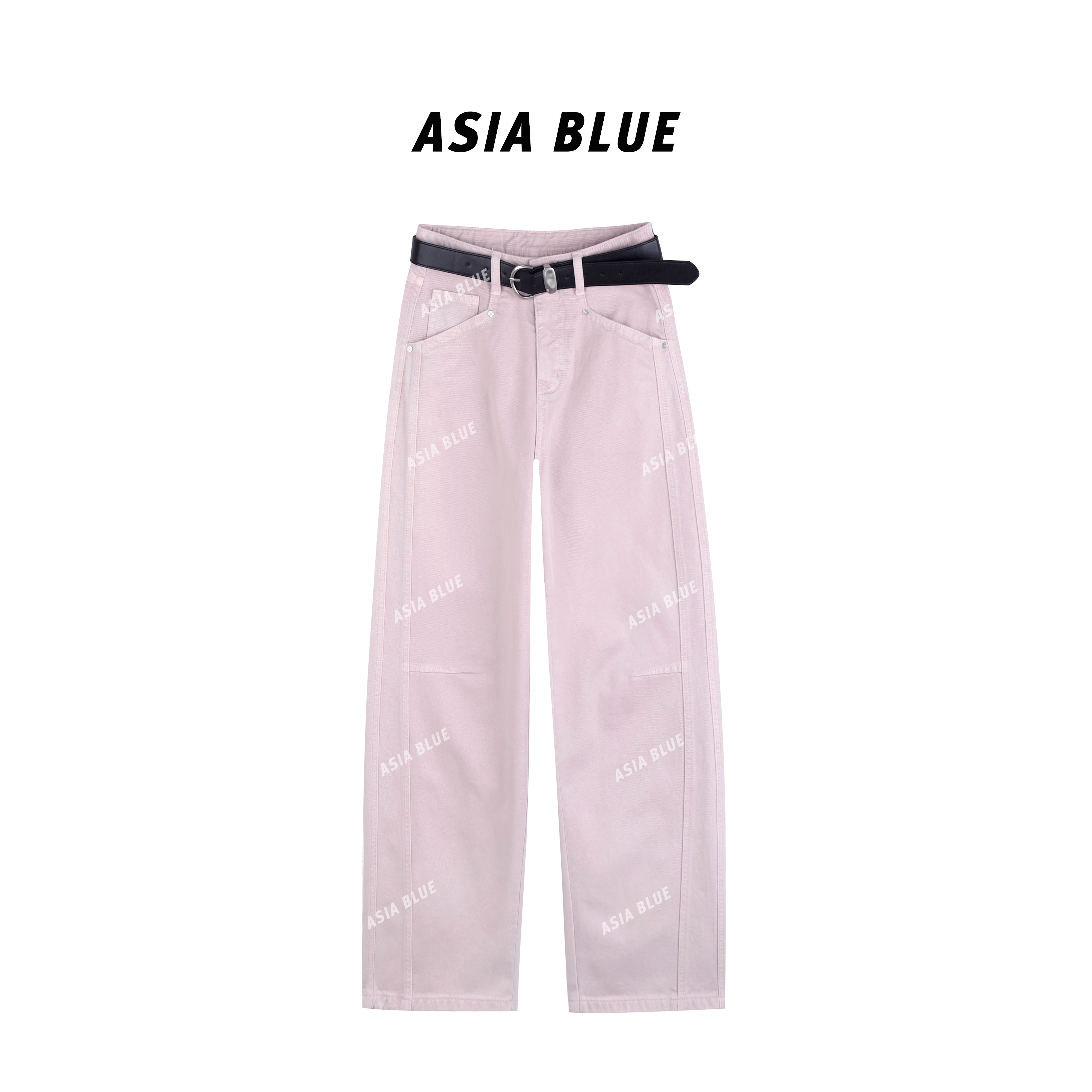 【ASIA BLUE】夏季女时髦百搭宽松弯刀阔腿牛仔裤YH23022