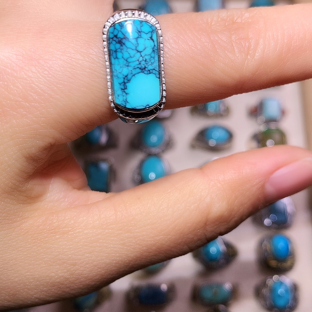 绿松石银S925镶嵌戒指