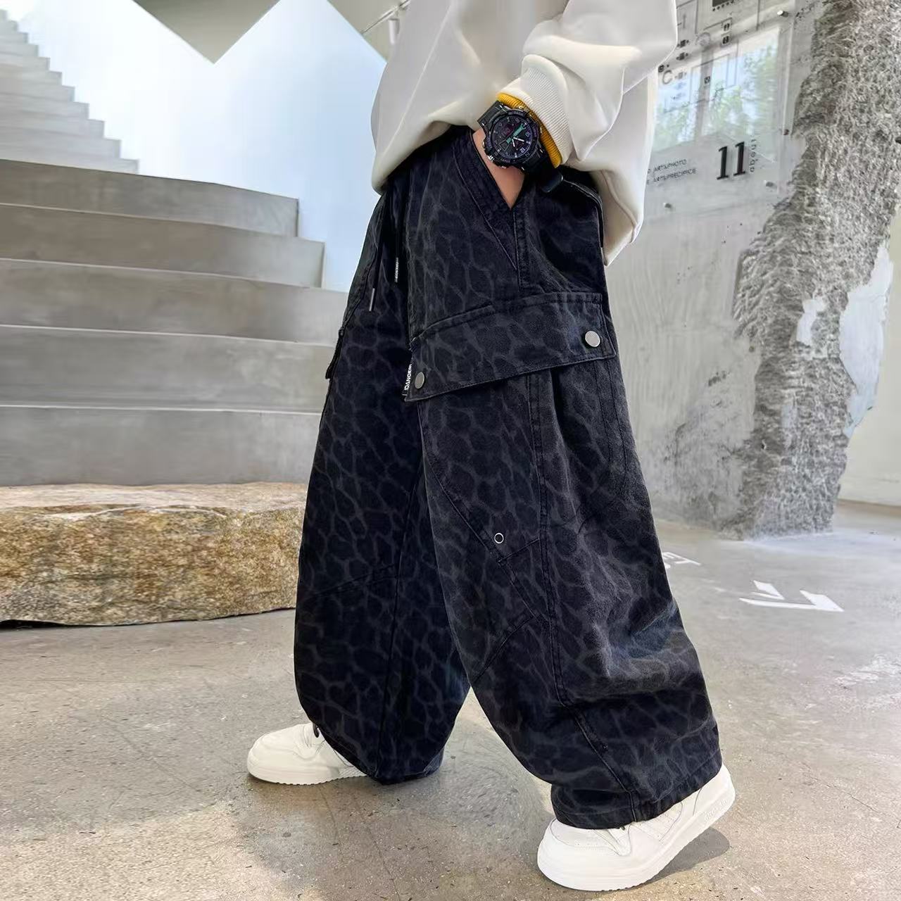 【加绒  不加绒】男童秋冬款工装裤一体绒加厚冬季儿童直筒加绒裤子