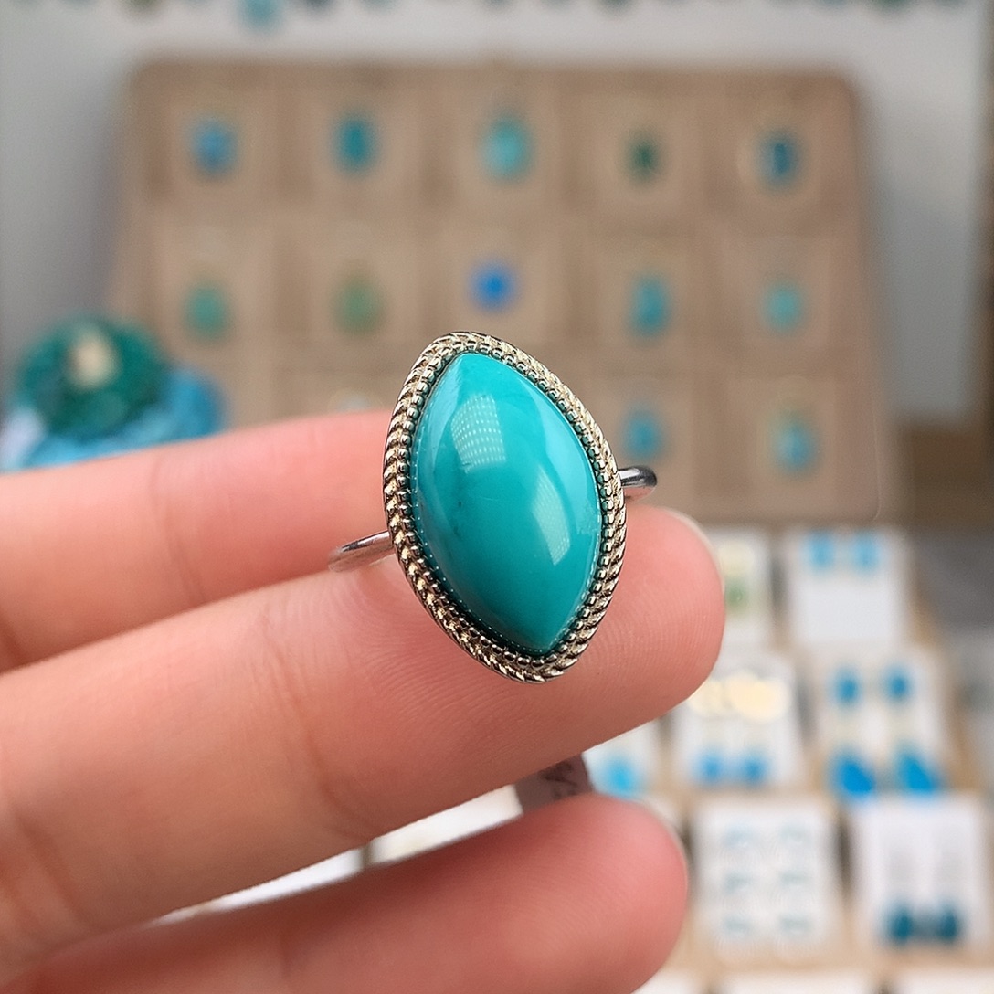 绿松石银S925镶嵌戒指