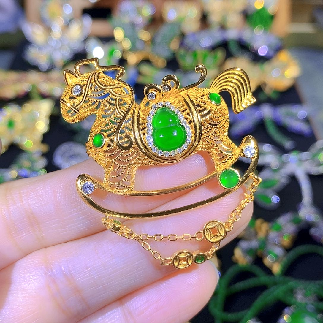 吊坠(不含链)银S925镶嵌翡翠