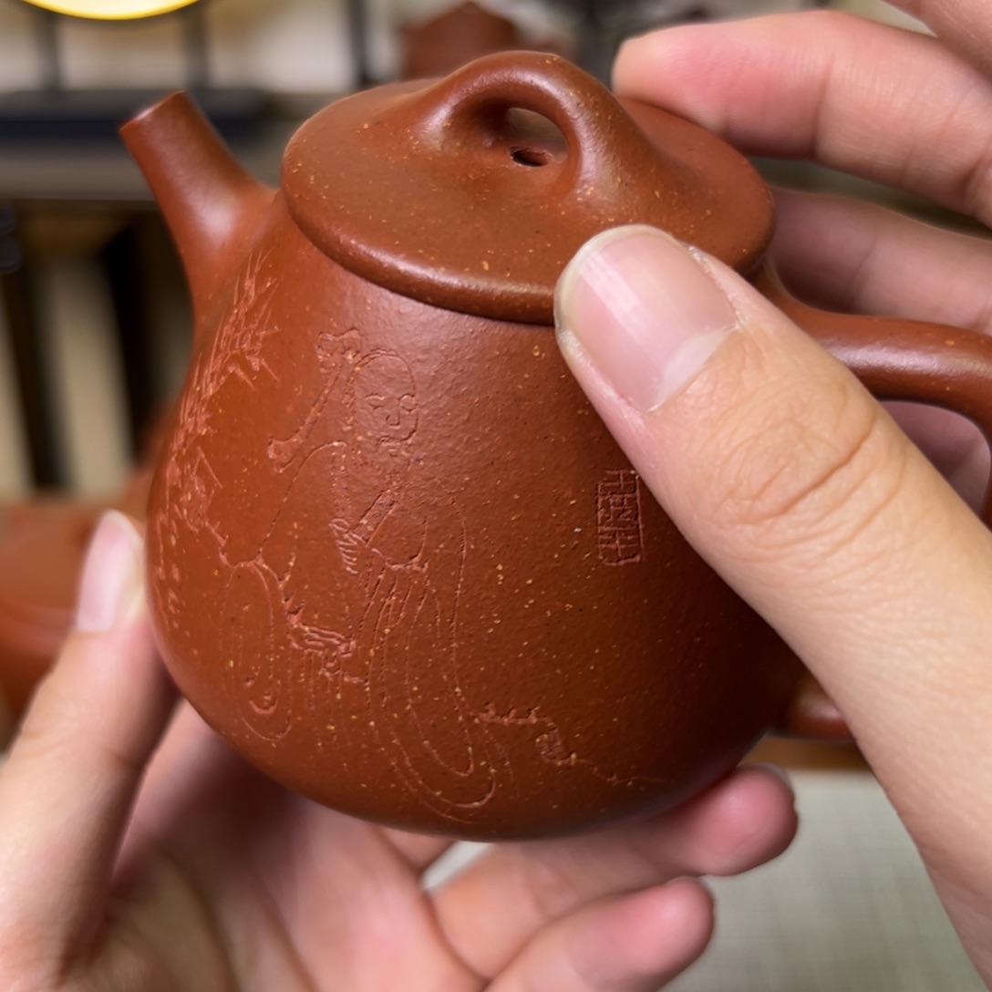 紫泥茶壶紫砂壶高石瓢红降坡200cc