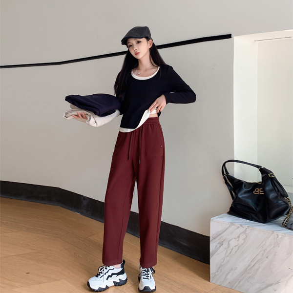 新款加绒加厚萝卜裤哈伦裤显瘦过年款高腰休闲百搭九分冬款小个子