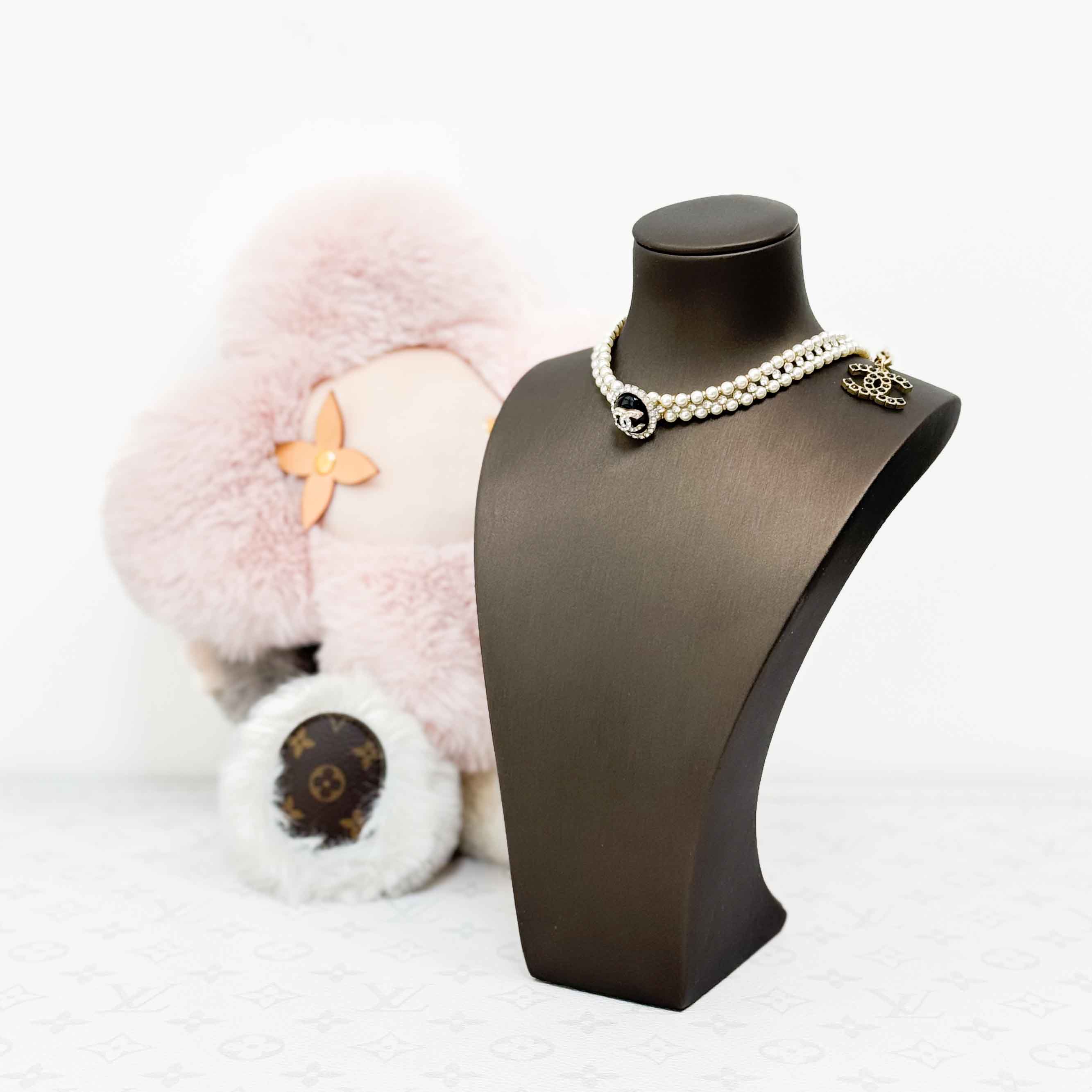 99新 Chanel/香奈儿 20A双排珍珠水钻椭圆双C项链，chocker