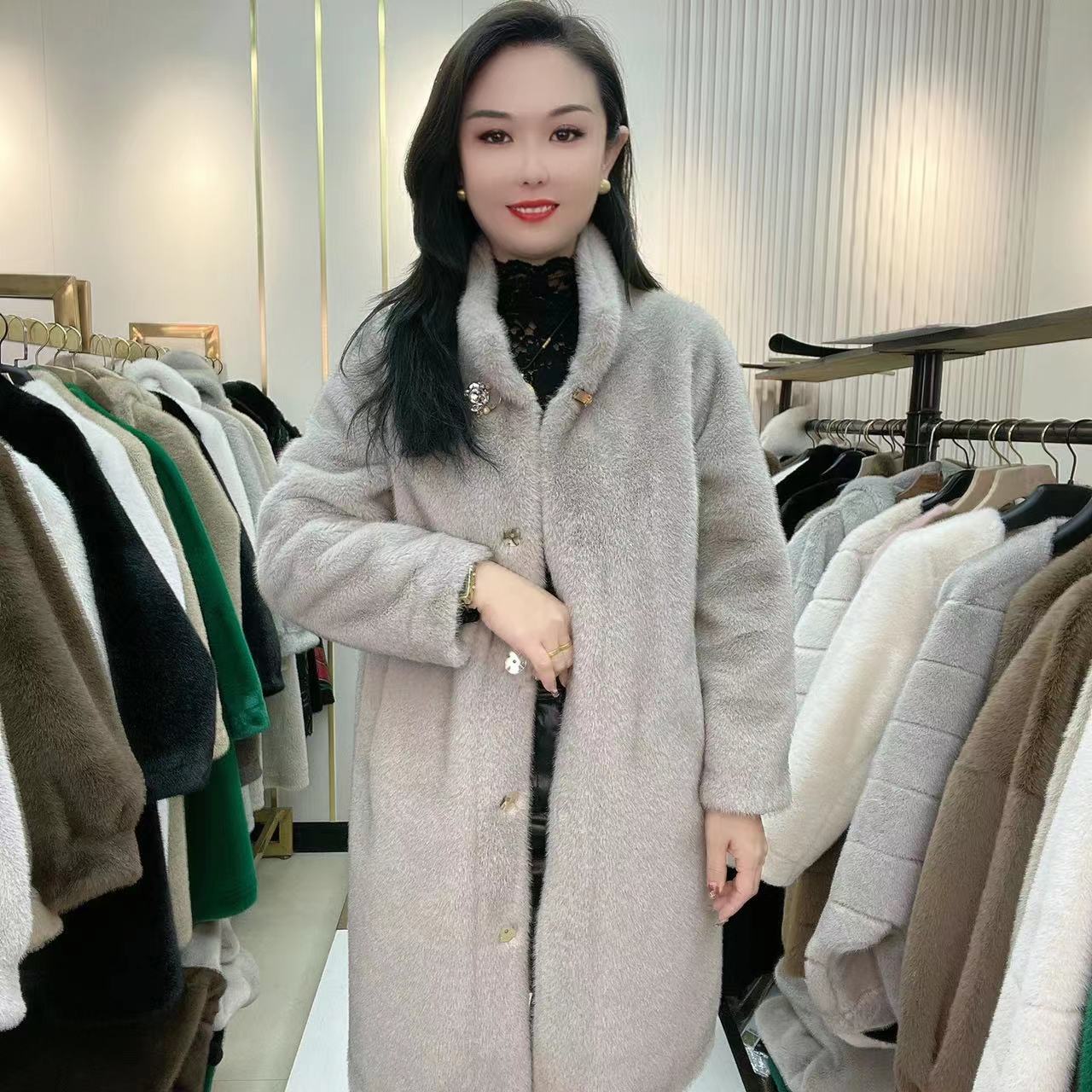 中长款过膝貂绒女款外套时尚保暖气质网红休闲004