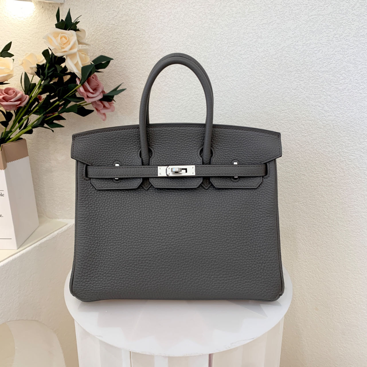 99新 Hermes/爱马仕 birkin 25 D togo 锡器灰cr0716a0 