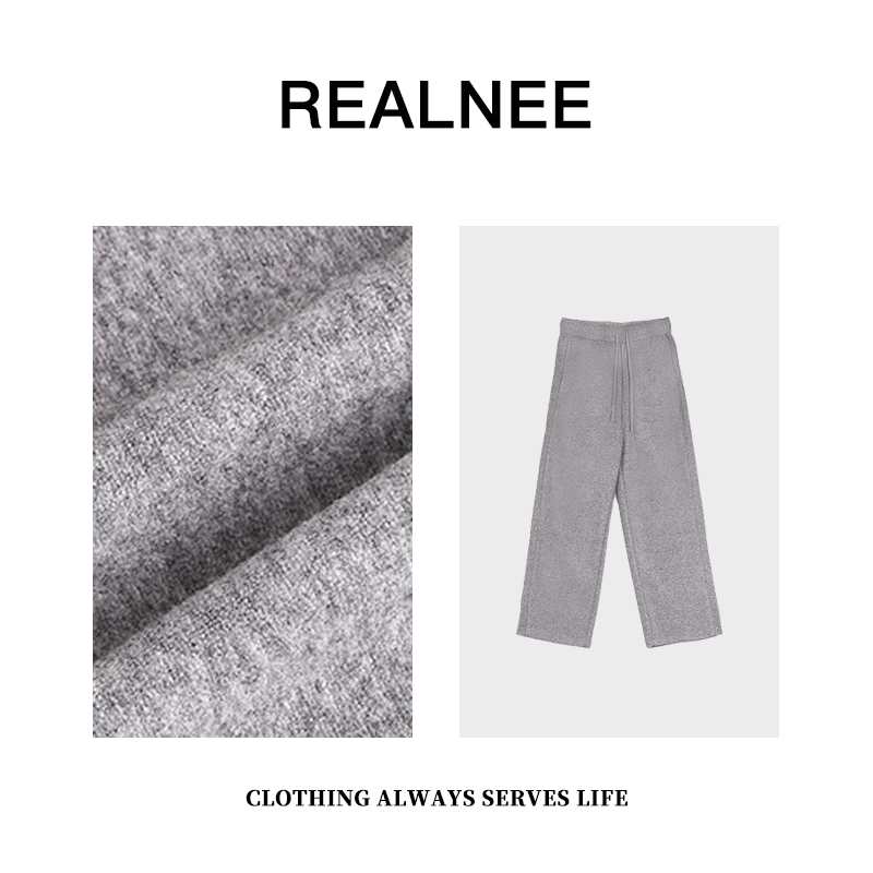 直筒裤透气秋季复古港风休闲裤垂感运动长裤灰色RLYY12XK07X234