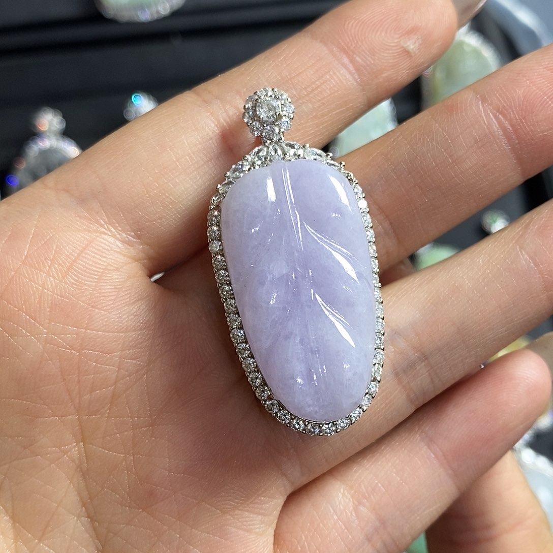 自***淡翡翠银S925镶嵌颈饰天然翡翠