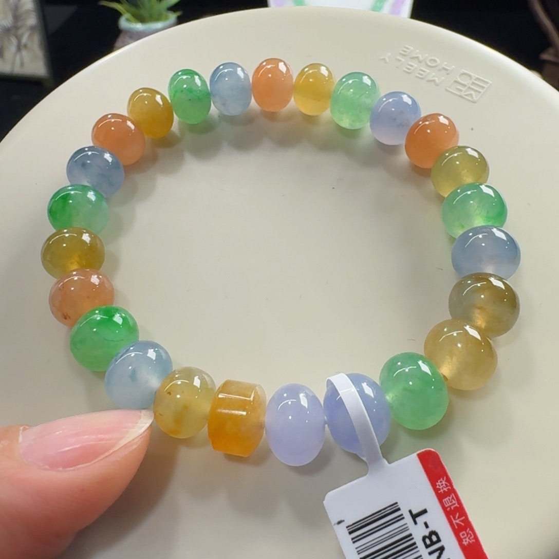 未镶嵌手链翡翠冰种胖嘟嘟糖果色单圈8.9-9.8mm