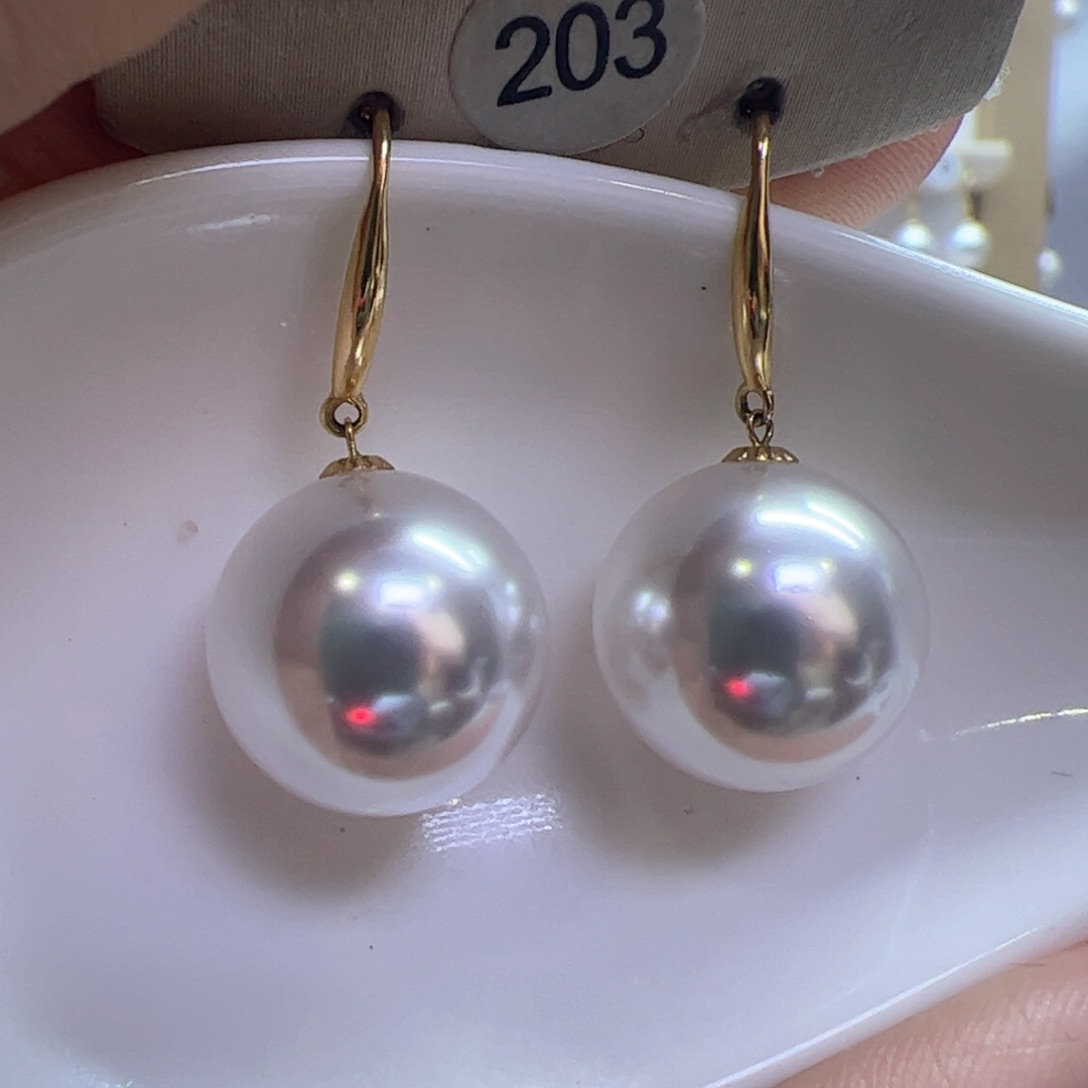 淡水珍珠耳饰18K金镶嵌