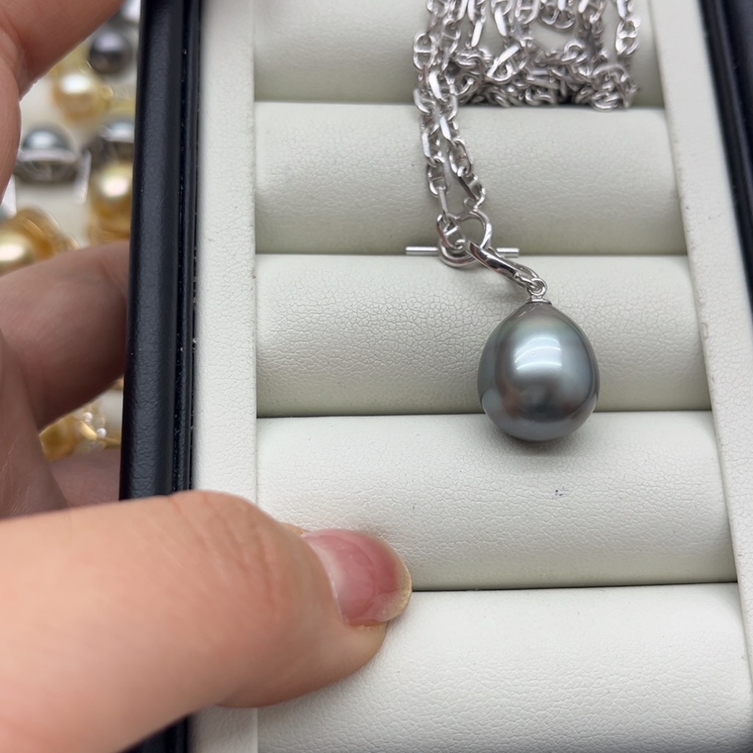 银S925镶嵌海水珍珠项链