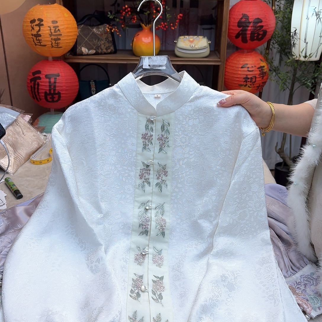 刺绣L码真丝衬衫带绣花106