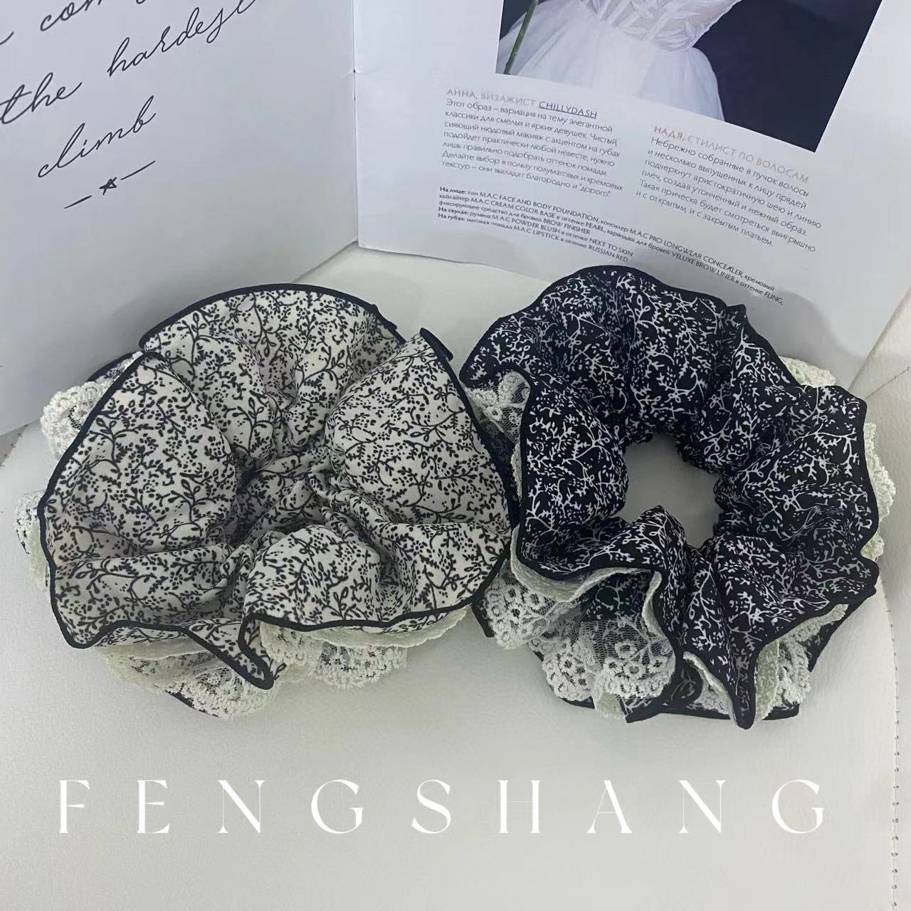 欧日韩蕾丝双层大肠小碎花发圈发绳扎马尾丸子头麻花辫高级感气质