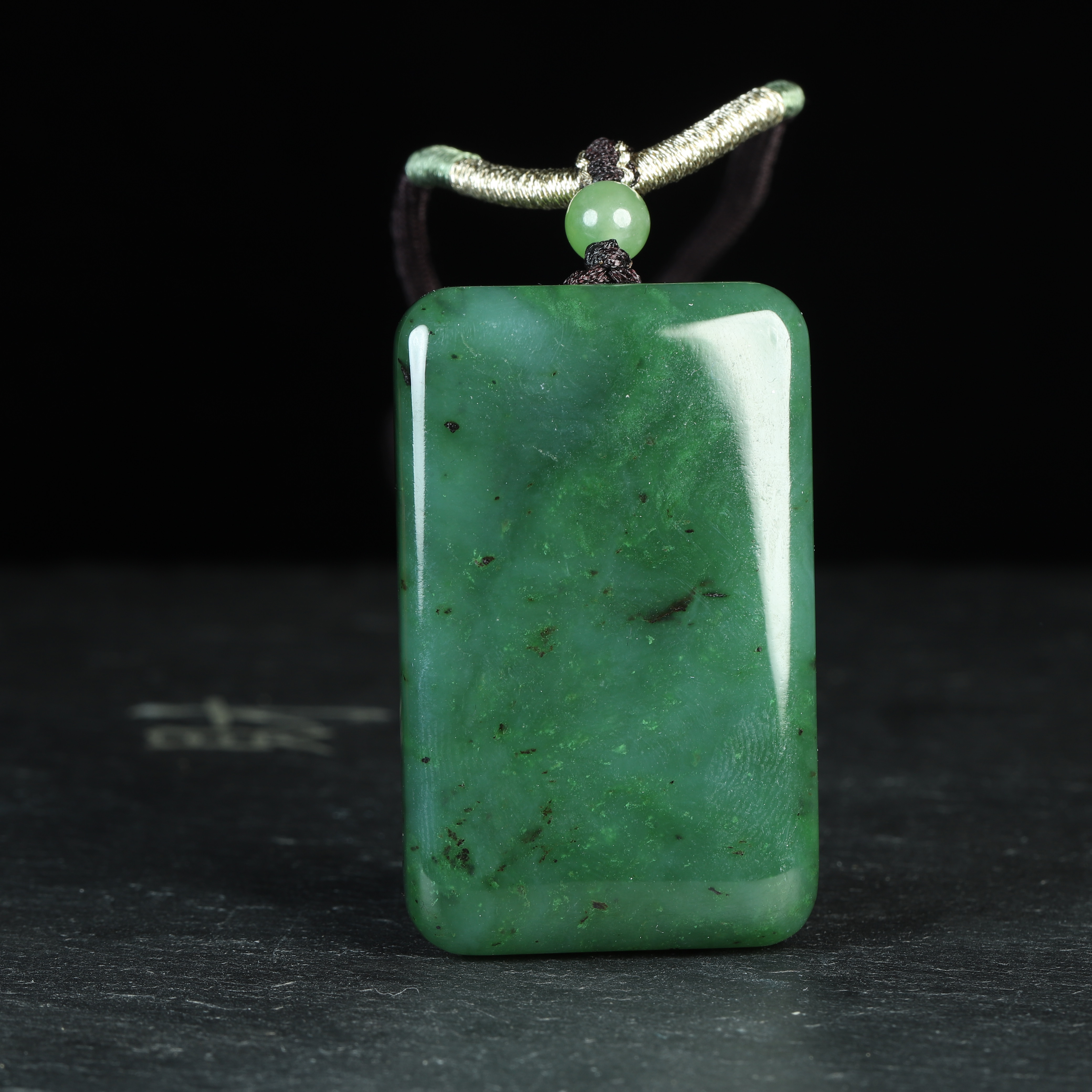 汪氏珠宝【央广】和田玉碧玉无事牌 F29-1201 多样性发其一