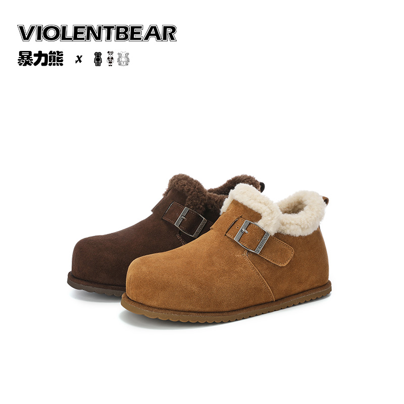 2025冬季新款纯色百搭加绒时尚女款勃肯鞋 5852