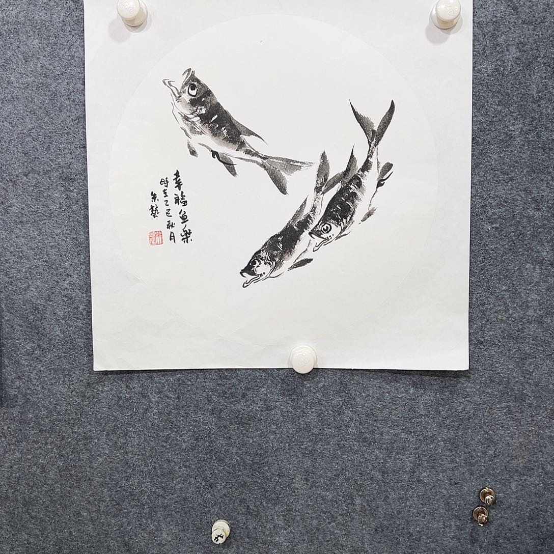 国画纯手绘画心原创