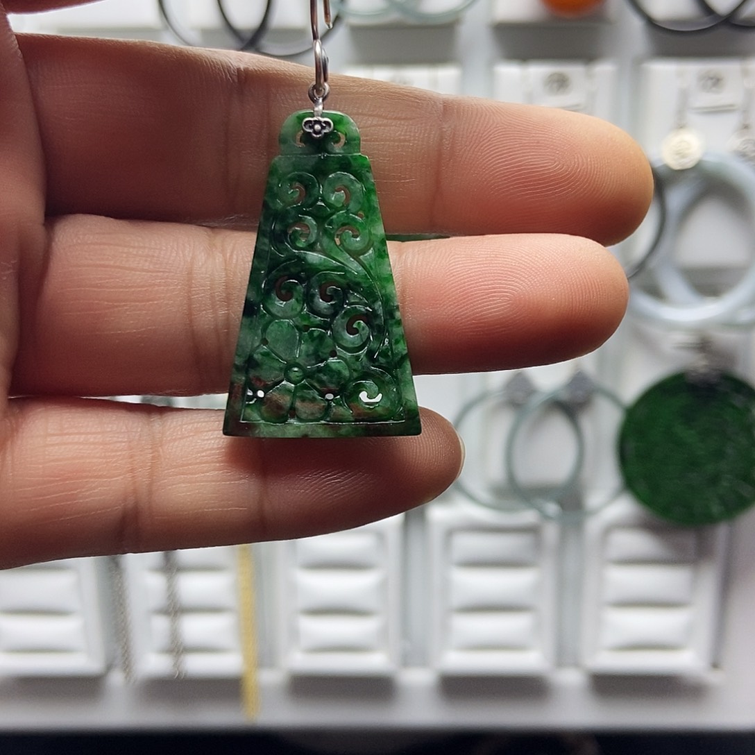 丑***）翡翠银S925镶嵌耳饰品质珠宝