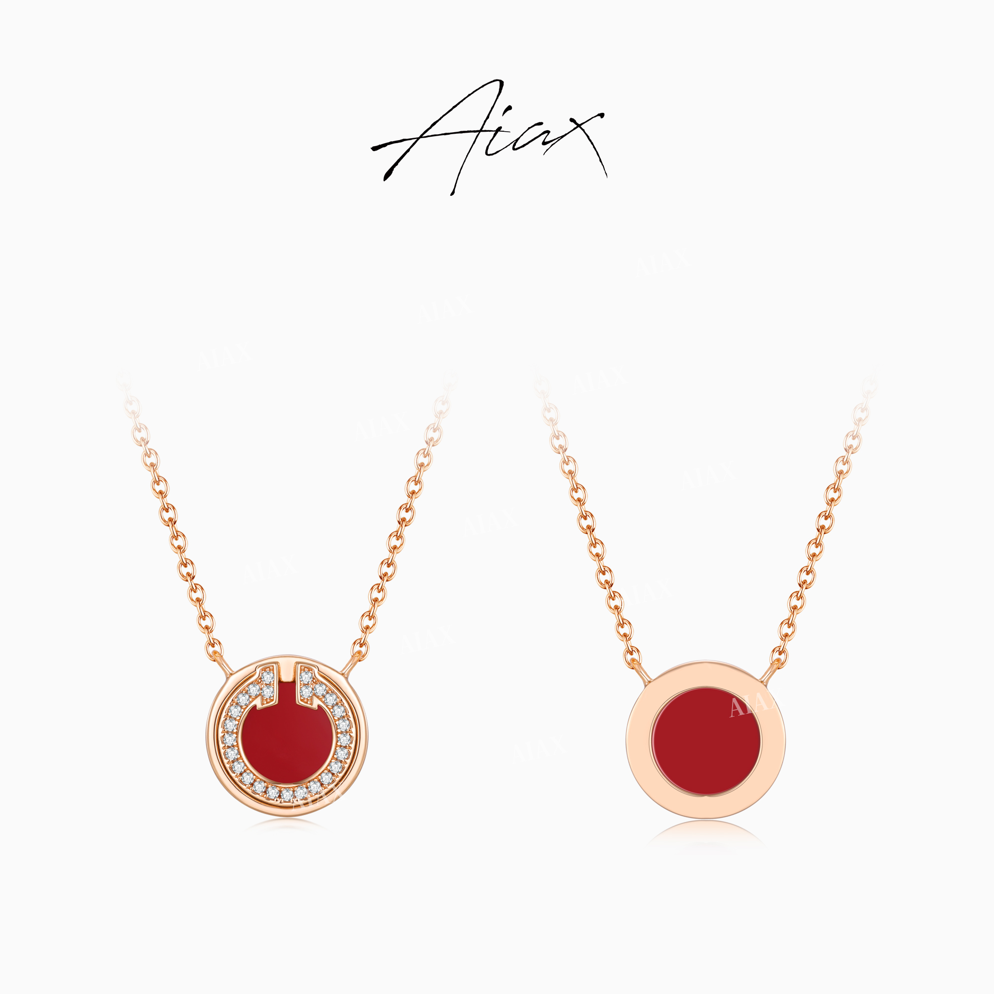 AIAX 925银 镀K金  【2025春节】轻奢气质T型圆牌项链TSJ9443