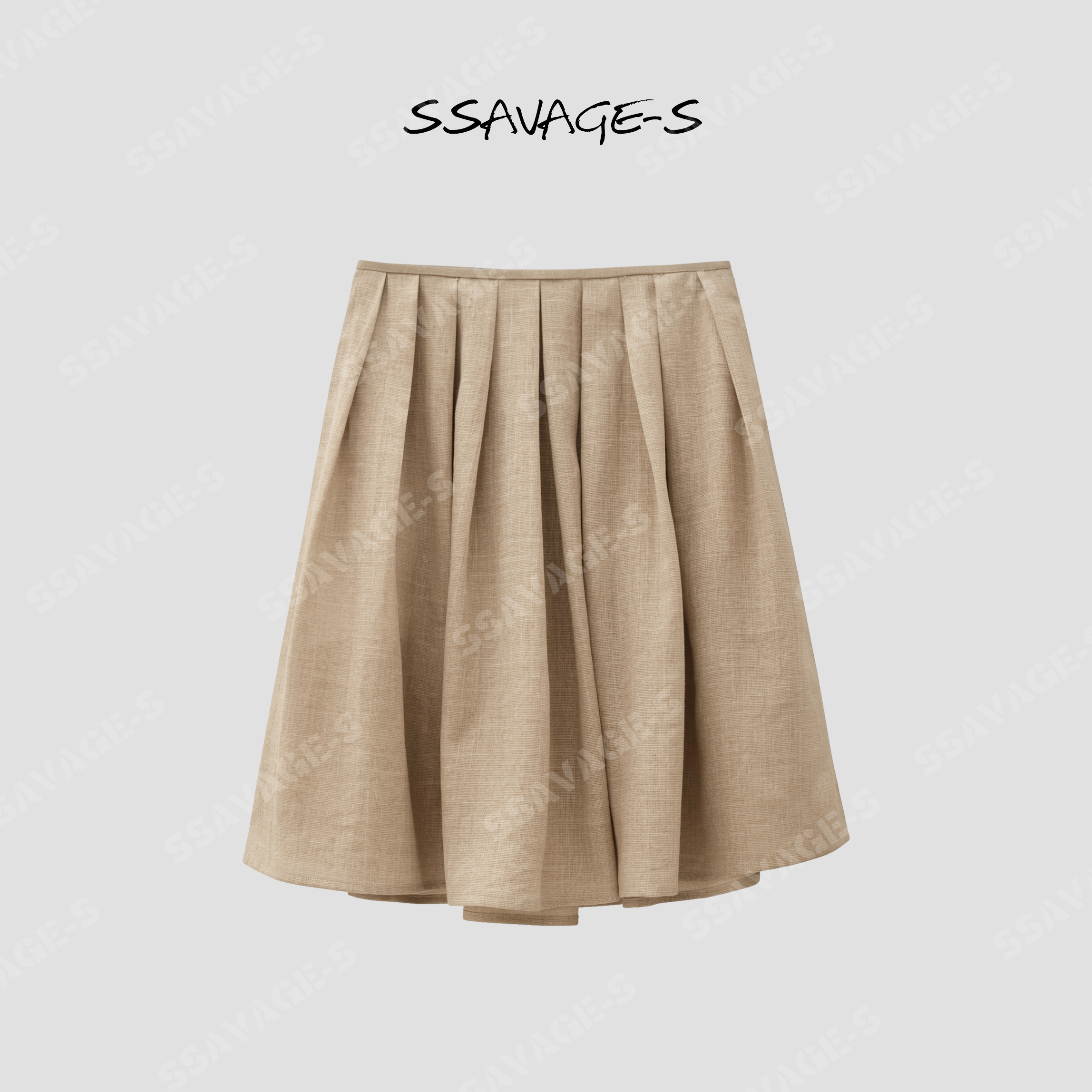 SSAVAGE“麻野手记”高腰垂感通勤中长半裙SS91322
