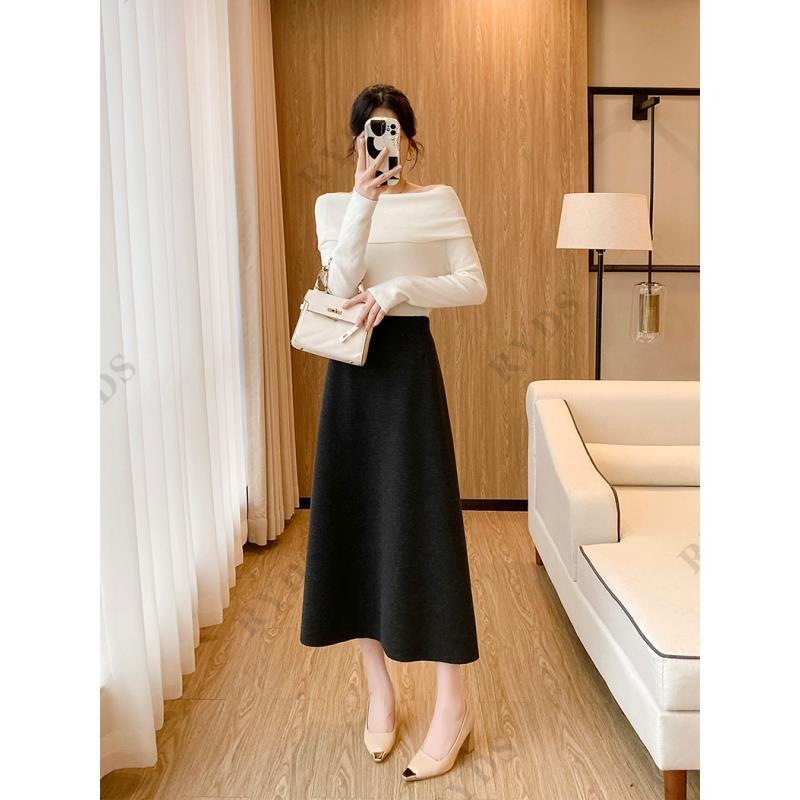 丽姐家~A字裙醋酸羊绒裙子时尚气质针织高腰早秋款