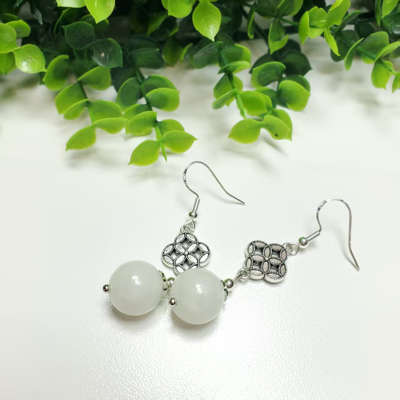 非金属仿水晶耳饰 X466【赵小姐】时尚白色圆珠耳坠