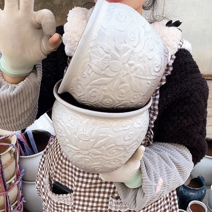 紫砂花盆瑕疵口20高16